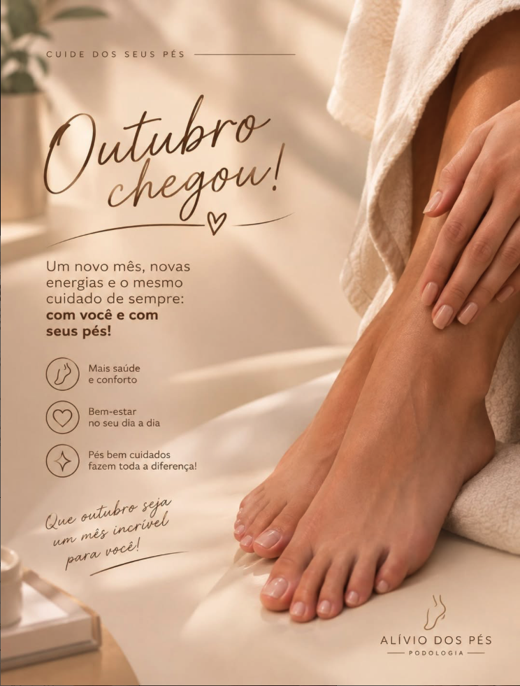 Arte da clínica sobre o mês de outubro e o cuidado com os pés